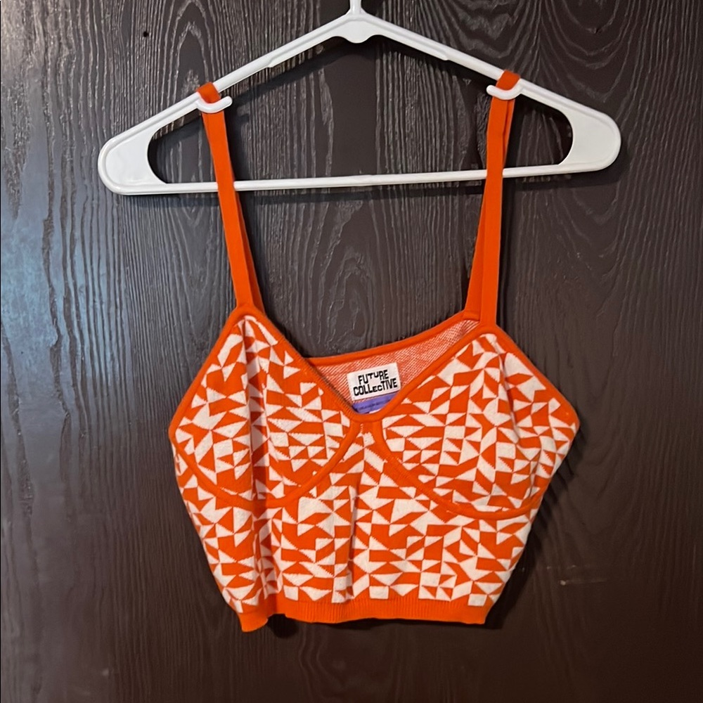 Orange Geometric Crop Top